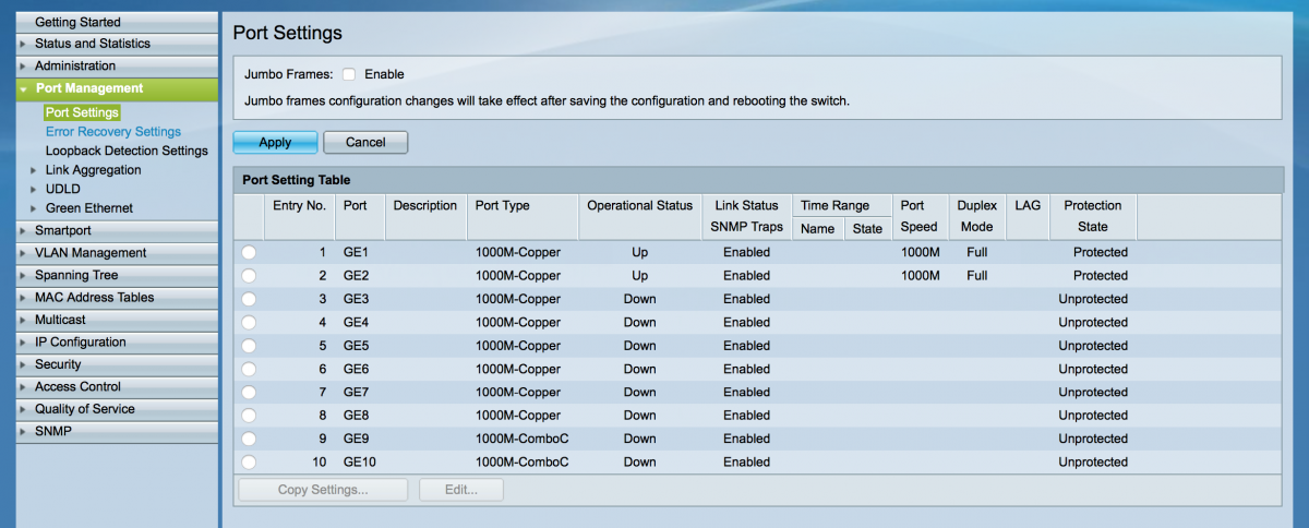 Cisco SG300-10 Networkbridge Setup